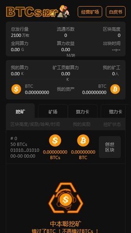 中本聪挖矿btcs亮点