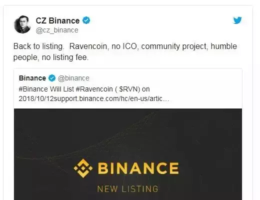 2个月涨600%,币安赵长鹏曾公开支持,乌鸦币将成2019最大黑马?