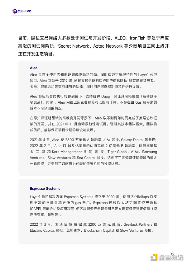 Cabin Report：隐私公链赛道解析-第14张图片-欧意下载