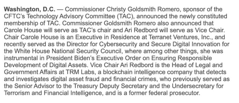 CFTC成立新技术委员会！币圈势力Circle、Paradigm、AvaLabs参与2