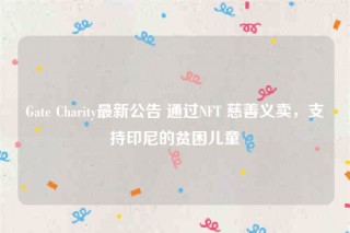 Gat Charity最新公告 通过NFT 慈善义卖，支持印尼的贫困儿童