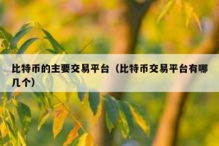 比特币的主要交易平台（比特币交易平台有哪几个）