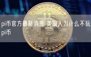 pi币官方最新消息 美国人为什么不玩pi币
