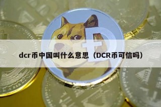 dcr币中国叫什么意思（DCR币可信吗